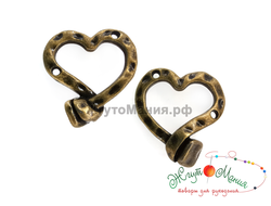 ПОДВЕСКА В ТИБЕТСКОМ СТИЛЕ "БРУТАЛЬНОЕ СЕРДЦЕ" - 29*26мм - АНТИЧНАЯ БРОНЗА