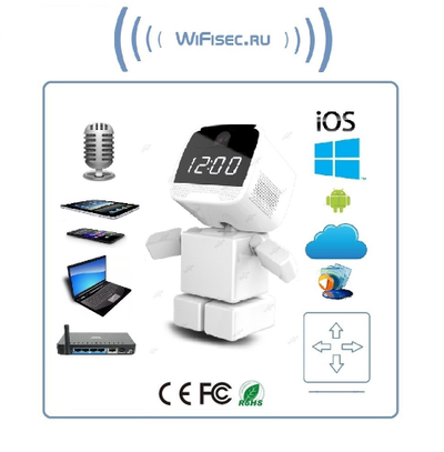 DE-WMrobot-clock Видеоняня WiFi-LAN видеокамера моторизированная с DVR, HD 960 p (cam360)