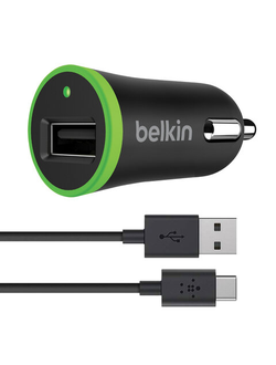 Зарядное устройство автомобильное BELKIN Universal, кабель Type-C 1.8 м, выходной ток 2.1 A, черное, F7U002bt06-BLK