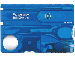Швейцарская карточка VICTORINOX SwissCard Lite, 13 функций, полупрозрачная синяя 0.7322.T2
