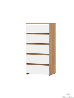 Некст комод 5 ящиков Дуб Золотой / Белая шагрень