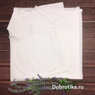 Крестильная рубашка для мальчика модель "Традиция". 100% хлопок,  ткань на выбор - теплая или стандарт, размеры от рождения до 2-х лет, можно вышить любое имя