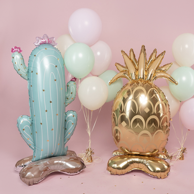 Шар 3D (59''/150 см) Фигура на подставке, Кактус, Голубой, Сатин