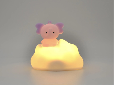 Ночник силиконовый СЛОНИК НА ОБЛАКЕ на аккумуляторе с  пультом (копия)