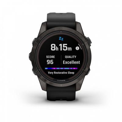 Умные часы Garmin Fenix 7S PRO Sapphire Solar титановый угольно-серый DLC с силиконовым ремешком