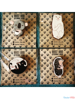 Дизайнерские деревянные броши ручной работы