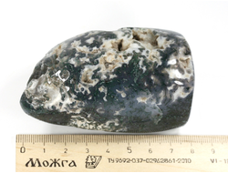 Агат моховой (халцедон с включениями), полировка стоячая, Индия (79*48*42 мм, 255 г) №35435
