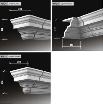 Карниз 4.01.201 сборный - 278*283*2000мм