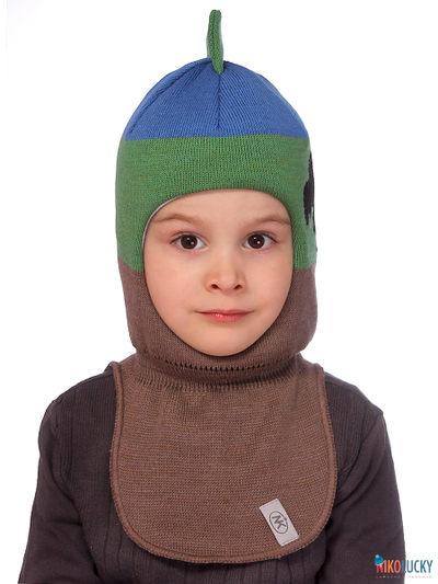 Шапка-шлем 20101-09 светло-коричневый, ярко-синий р.52-54