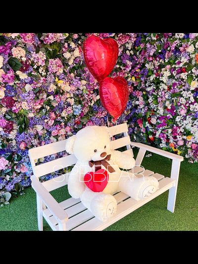 Подарочный набор №1 - Плюшевый мишка 120 см, Шары сердца 2, Киндер бокс средний