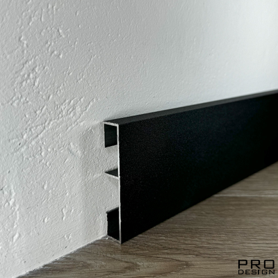 Алюминиевая вставка 1965 для плинтуса Pro Design 2,7 м.п. (12х70 мм) Черный муар