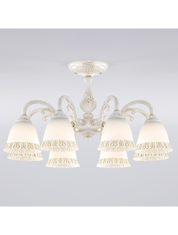 Классическая люстра со стеклянными плафонами Campina 60107/8 белый с золотом Eurosvet