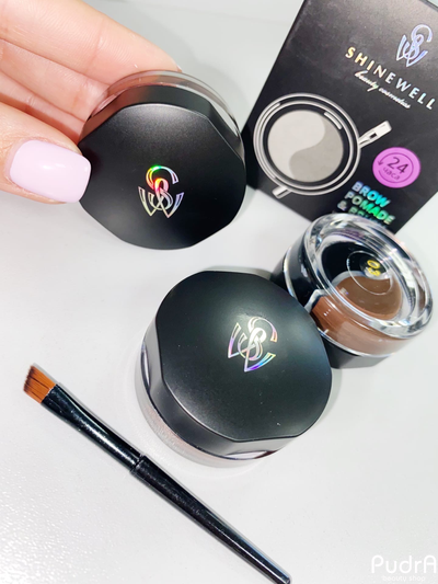 Shinewell Помада для бровей двойная с кистью, тон  01