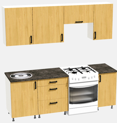 Кухня Эконом 1,5 метра (1100х400) Цвет: Дуб Сонома/Дуб Сонома