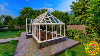 Теплица из стекла c фронтоном