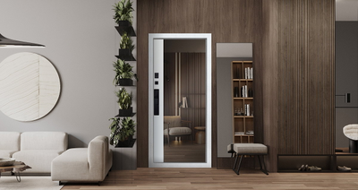 Стальная дверь   Сапсан с зеркалом (биометрический замок Smart lock К06)