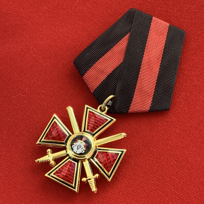 Орден Святого Владимира 4-й степени с мечами, на колодке с муаровой лентой. Полноразмерная копия LUX! Лот № 78.