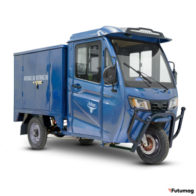 Грузовой электротрицикл Rutrike КАРГО Кабина Дуал NEXT 72V 2000W синий