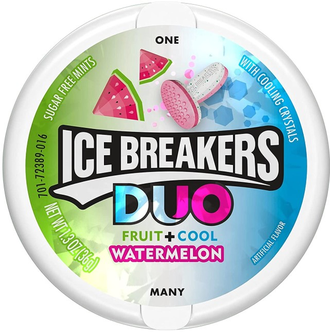 ICE BREAKERS DUO Леденцы со вкусом Арбуза и мяты 36 гр (8 шт)