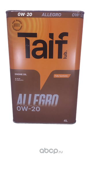 Масло моторное TAIF ALLEGRO 0W-20 4 л 211002 купить в Туле на Марата 100