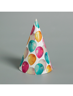 Колпак праздничный бумажный «С днём рождения», шарики 1шт