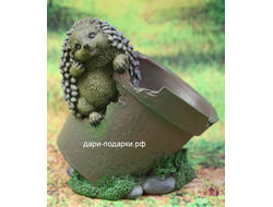 Кашпо Ёжик в горшочке  18*18см   0,8кг   полистоун пр-во Россия 89//011117