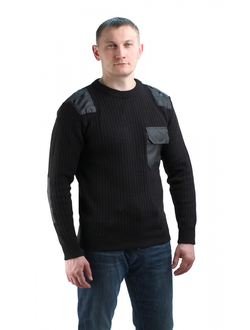 Форменный черный свитер охранника с накладками