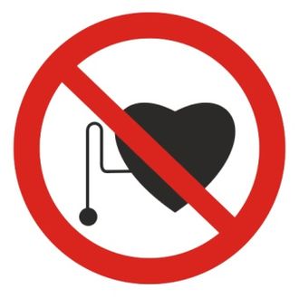 Запрещается работать (присутствие) людей со стимуляторами сердечной деятельности
