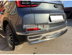 Защита заднего бампера двойная Папа Тюнинг d60/42 для Chery Tiggo 4 Pro 2022-