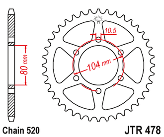 Звезда ведомая (46 зуб.) RK B4028-46 (Аналог: JTR478.46) для мотоциклов Kawasaki