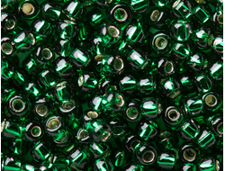 Японский бисер Toho 11/0 36 Transparent Silver-Lined Green Emerald / Прозрачный зелёный изумруд