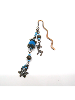 Закладка с агатом и бисером "Зимняя история"