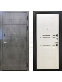 Металлическая дверь Берг Модерн — бетон серый снаружи, белый софт внутри. Йошкар-Ола, купить в Самар