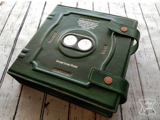 альбом для монет из кожи, подарок коллекционеру, кожаный альбом, альбом на заказ, что подарить