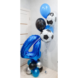 КОМПОЗИЦИЯ ИЗ ШАРОВ "ЦИФРА НА СТОЙКЕ с фонтаном"