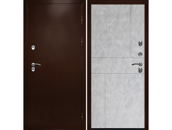 Дверь Термо Сибирь медный антик с панелью Горизонт бетон