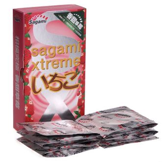 Презервативы Sagami Xtreme Strawberry c ароматом клубники - 10 шт. Производитель: Sagami, Япония