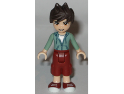 Friends Noah - Dark Red Cropped Trousers Large Pockets, Sand Green Hooded Top, n/a (frnd177)