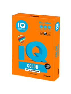 Бумага цветная IQ color, А4, 160 г/м2, 250 л., интенсив, оранжевая, OR43