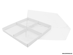 Коробка для муссовых пирожных Белый с пластиковой крышкой (17 х 17 х 6 см)