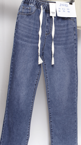 Джинсы классика "ПРЯМЫЕ " на резинке темно-голубые (21082) р.31,32,33,34,38(р.46-54)
