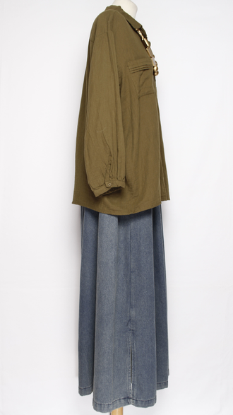 Рубашка Бохо "Муслин два кармана" хаки, малахит, графит, черная до р.54