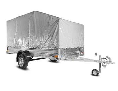 Прицеп «Спутник Expert» (2540х1440х330) оцинкованная рама, тент + дуги (НОВИНКА)