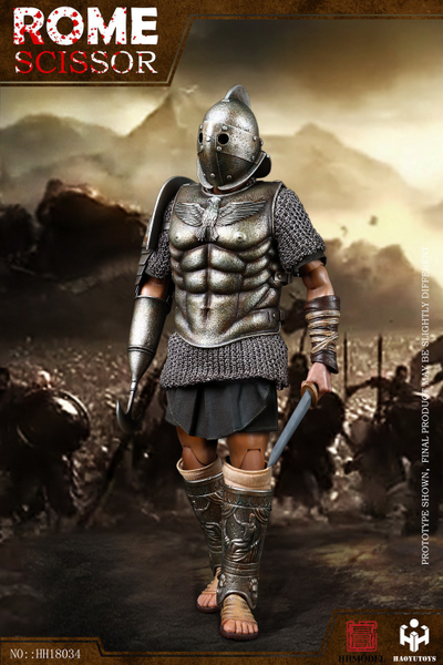 Римский гладиатор скисор (арбелас) в серебряной броне - Коллекционная ФИГУРКА 1/6 Imperial Army Hunting Ground Fighter SCISSOR Silver Edition (HH18034) - HHMODEL & HAOYUTOYS