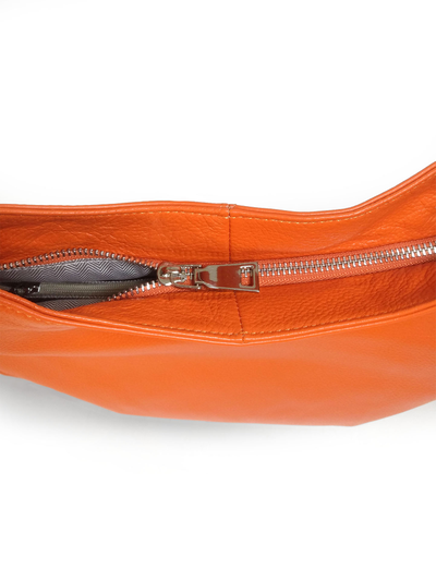 (АРТИКУЛ: 10148/2/5) СУМКА-МЕШОК ЖЕНСКАЯ, БОЛЬШАЯ, НАТУРАЛЬНАЯ КОЖА, ЯРКО-ОРАНЖЕВАЯ, ЧЕРЕЗ ПЛЕЧО *