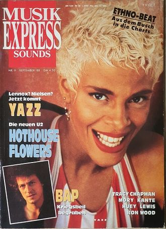 Musikexpress Sounds Magazine September 1988 Yazz, U2, Иностранные музыкальные журналы, Intpressshop