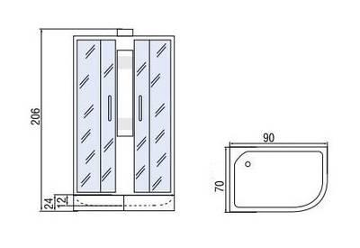 Душевая кабина River Nara Б/К 90/70/24 МТ R 90x70