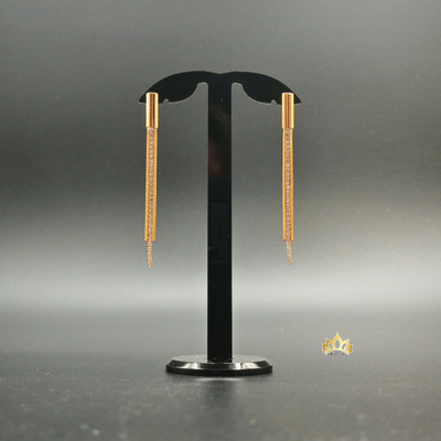 Длинные серьги из цепочек с кристаллами в золотом оттенке 7,5см