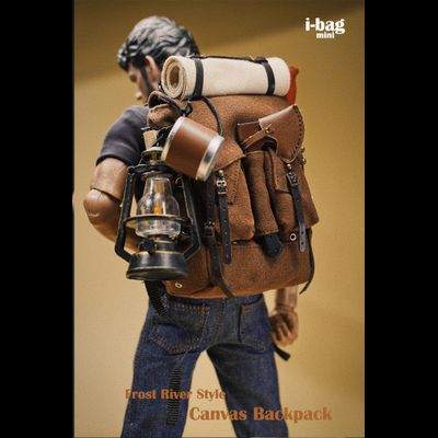 Рюкзак с аксессуарами для кемпинга (для коллекционных фигур 30 см) масштаб 1/6  Frost River Style Canvas Camping backpack (i-b001A) - i-bag
