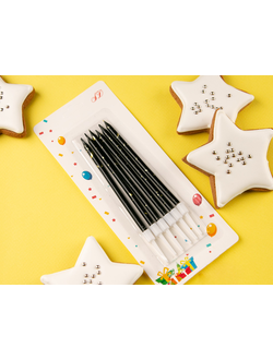 Свечи для торта 12см (черный/зол. пят., 6 шт.)